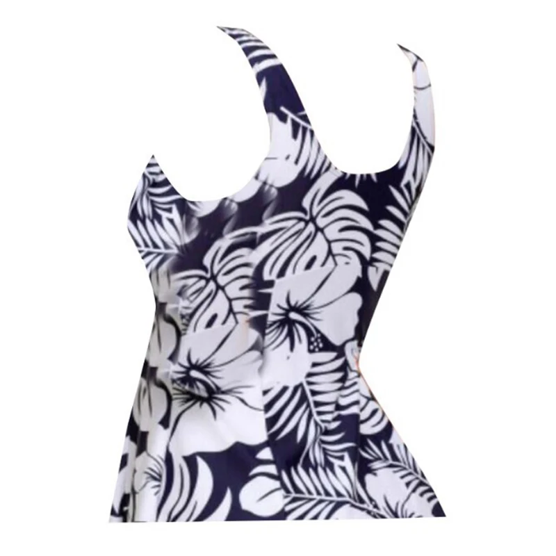 Купальник-танкини с принтом в виде голубых листьев плюс размер женский купальник