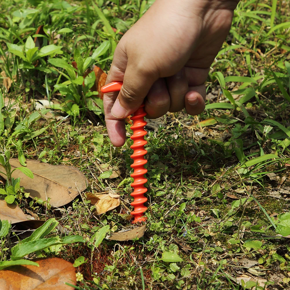 

Plastic Screw Spiral Tent Peg Stakes Nail Outdoor Hiking Camping Ground Support Nails Awning Stakes Tent Canopy Fixing Supplies