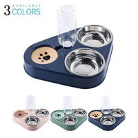 large pet automatic drinking fountain cat feeding bowl dog feeder with drinking fountain three bowls stainless steel comedero pe