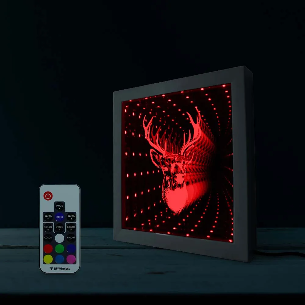 Голова оленя дикой природы с рогами Оптическая иллюзия светодиодный вихревой