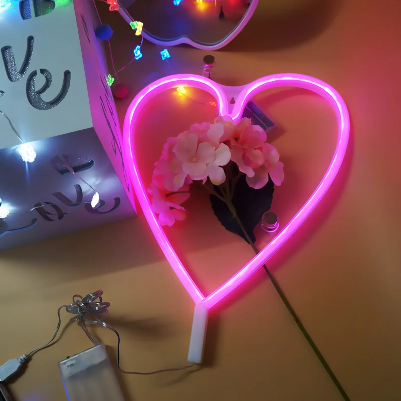 Зарядка через USB ночника AAA Батарея коробка неоновые знаки СВЕТОДИОДНЫЕ буквы