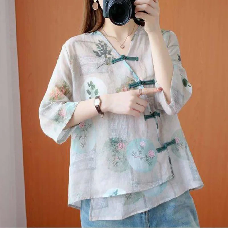 Новая летняя традиционная китайская одежда Hanfu с цветочным принтом Восточная для