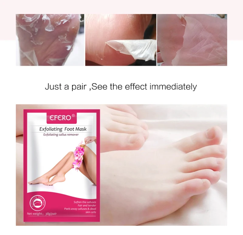 Efero 2 шт. = 1 пара отшелушивающая маска для ног носки педикюра удаляет омертвевшие