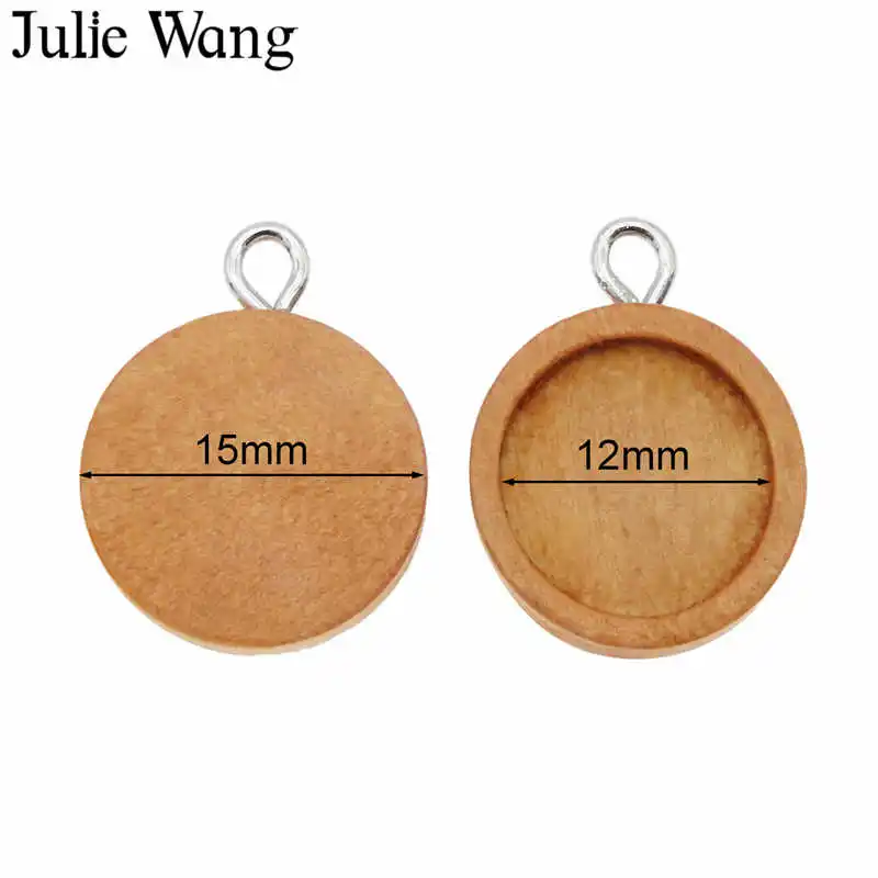 Julie Wang 8 шт. Деревянный Круглый Кабошон База настройки талисманы Пустой Лоток