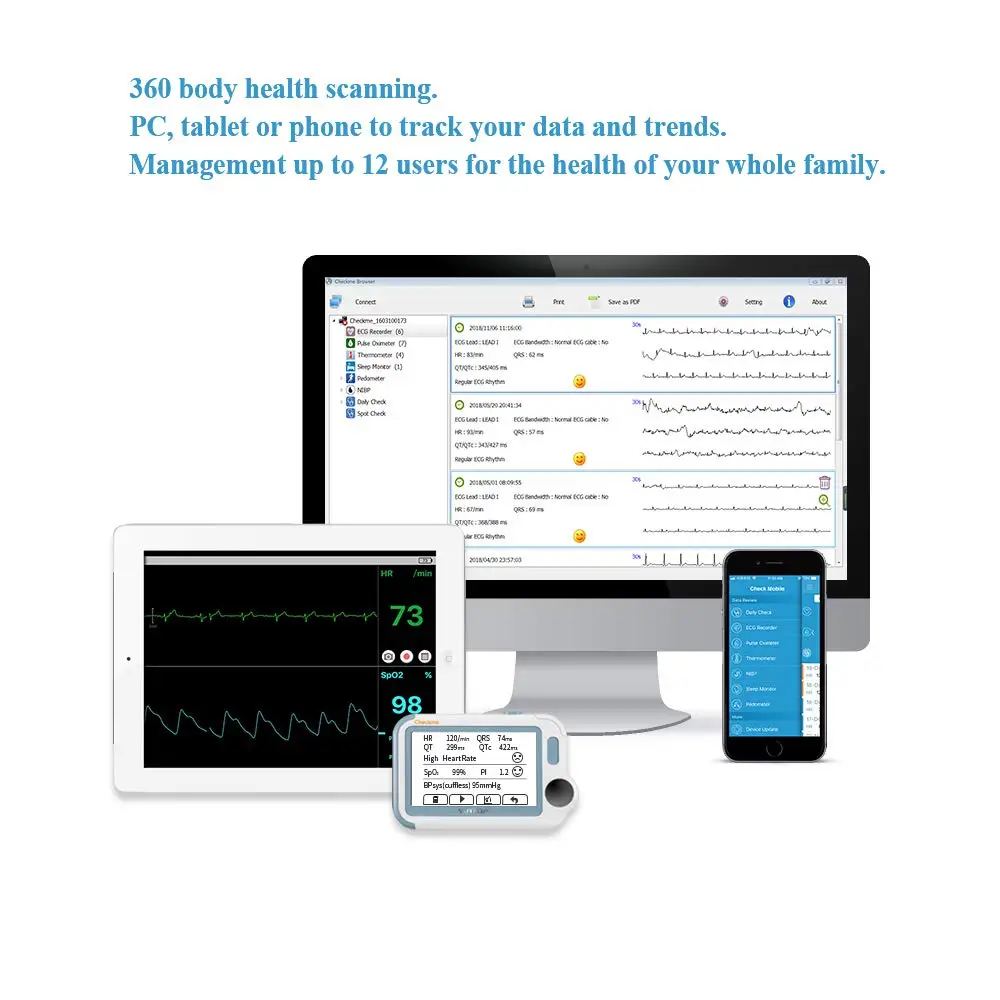 Портативный монитор ЭКГ Checkme Pro для апноэ во время сна Домашнее использование