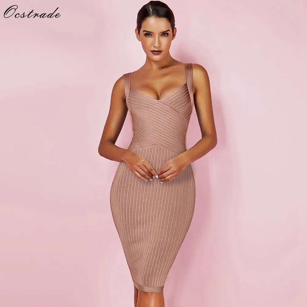 Женское Бандажное платье Ocstrade черное облегающее из вискозы с завышенной талией