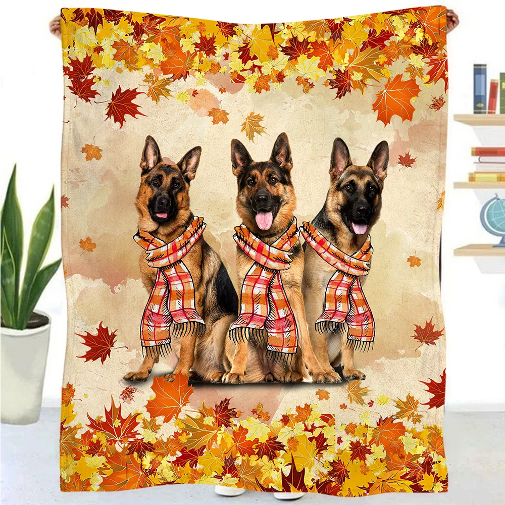 

Cute German Shepherd Pattern Winter Bed Blankets Microfiber Children Warm Throw Blanket for Bed Ultra Soft Quilt for Office Nap
