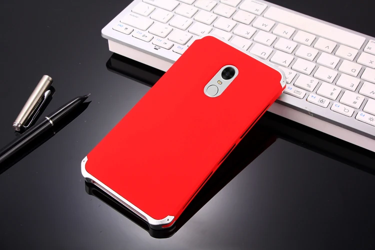 Red Silver Side Текстурированная антиосенняя Металлическая Рамка PC BackPlate для Redmi Note 4X Note4 Global алюминиевый сплав бампер чехол Note 4 крышка с подарком - Цвет: Red Silver Side