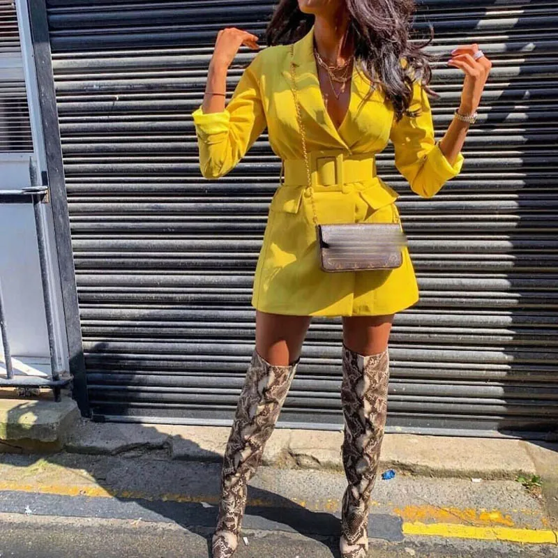 Женский Повседневный двубортный Блейзер элегантный длинный жакет с длинным