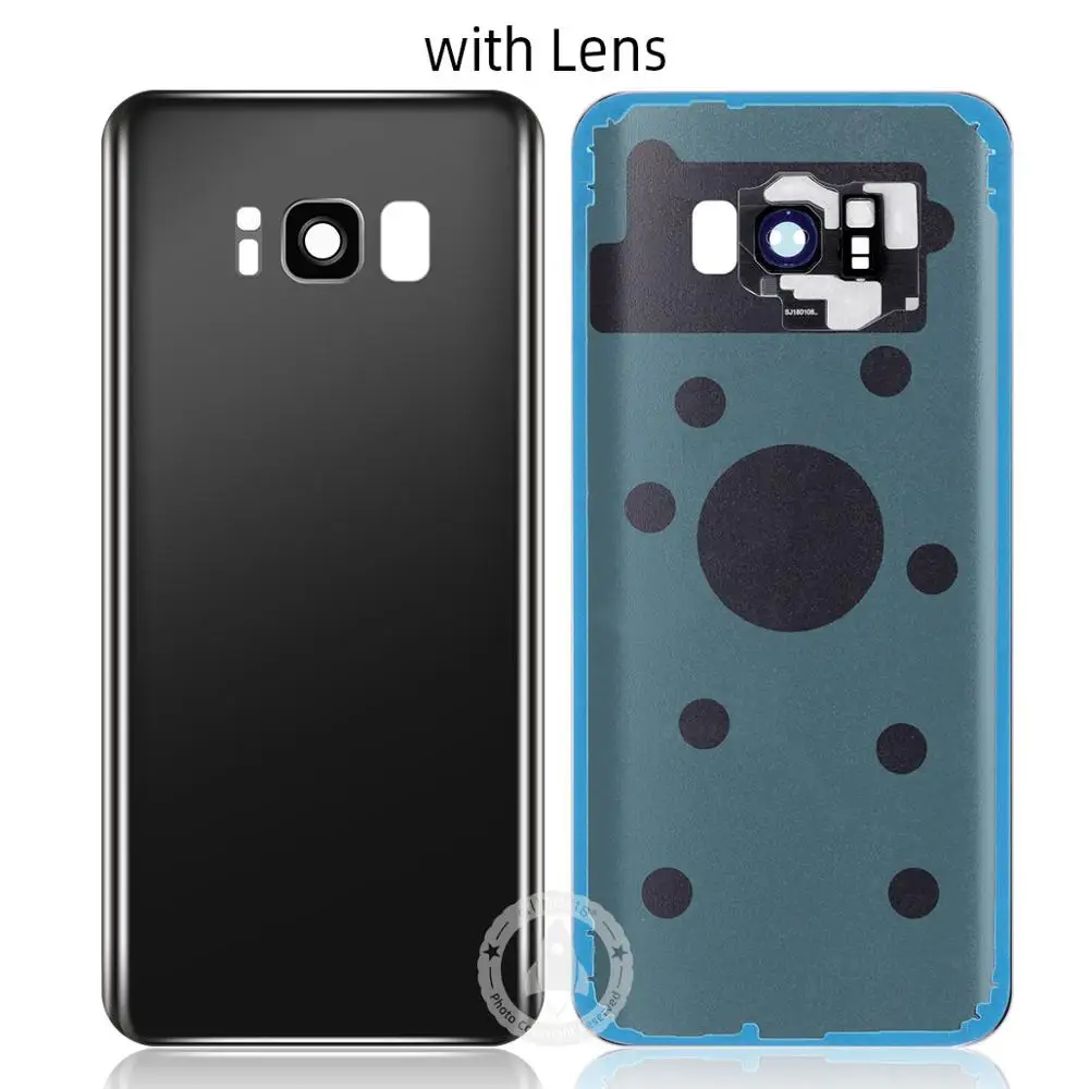 Samsung стеклянный Телефон задняя крышка батареи для samsung S8 Plus корпус S8+ G955 Корпус задняя крышка чехол - Цвет: Black with Lens