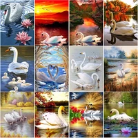 new 5d diy diamond painting swan diamond embroidery animal cross stitch scenery full square round drill crafts home decor gift