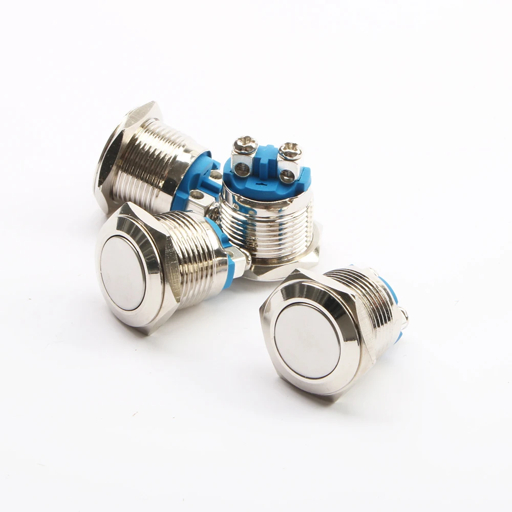 Металлический кнопочный переключатель IP67 водонепроницаемый никелированный