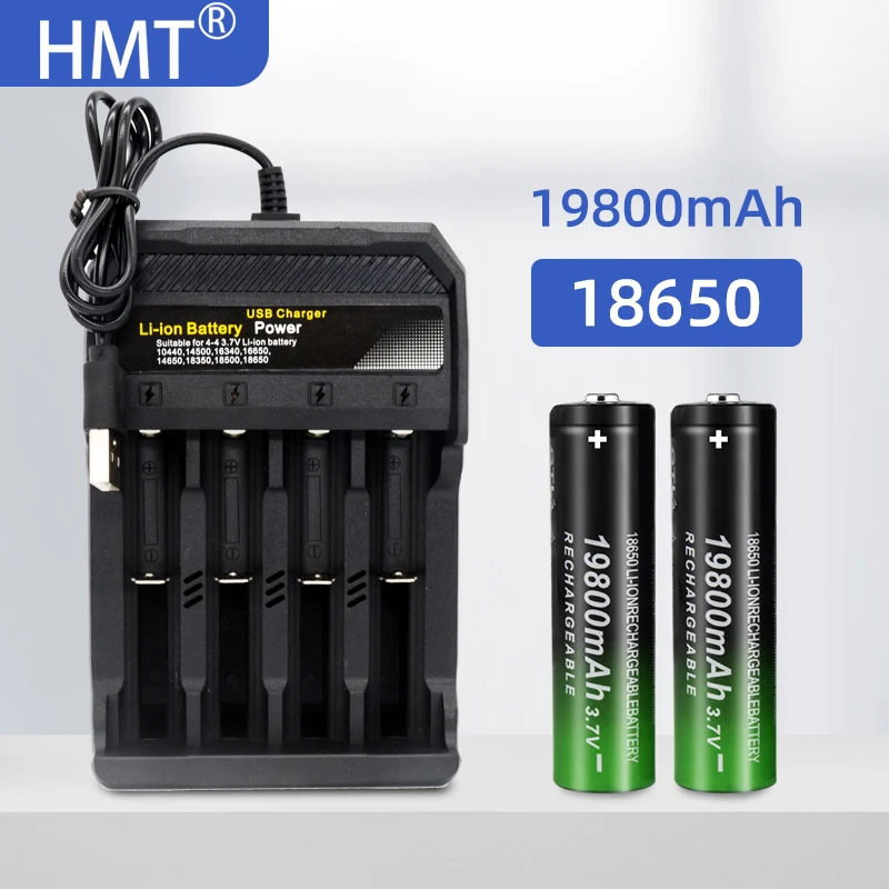 

18650 battery 3.7V 19800mAh rechargeable liion battery with charger for Led flashlight batery litio battery+1pcs Charger