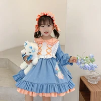 autumn dress for girls baby birthday princess party vestido infantil lolita kawaii wedding dress girl patchwork children dresses