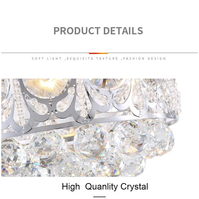 Роскошный круглый хрустальный потолочный вентилятор с подсветкой