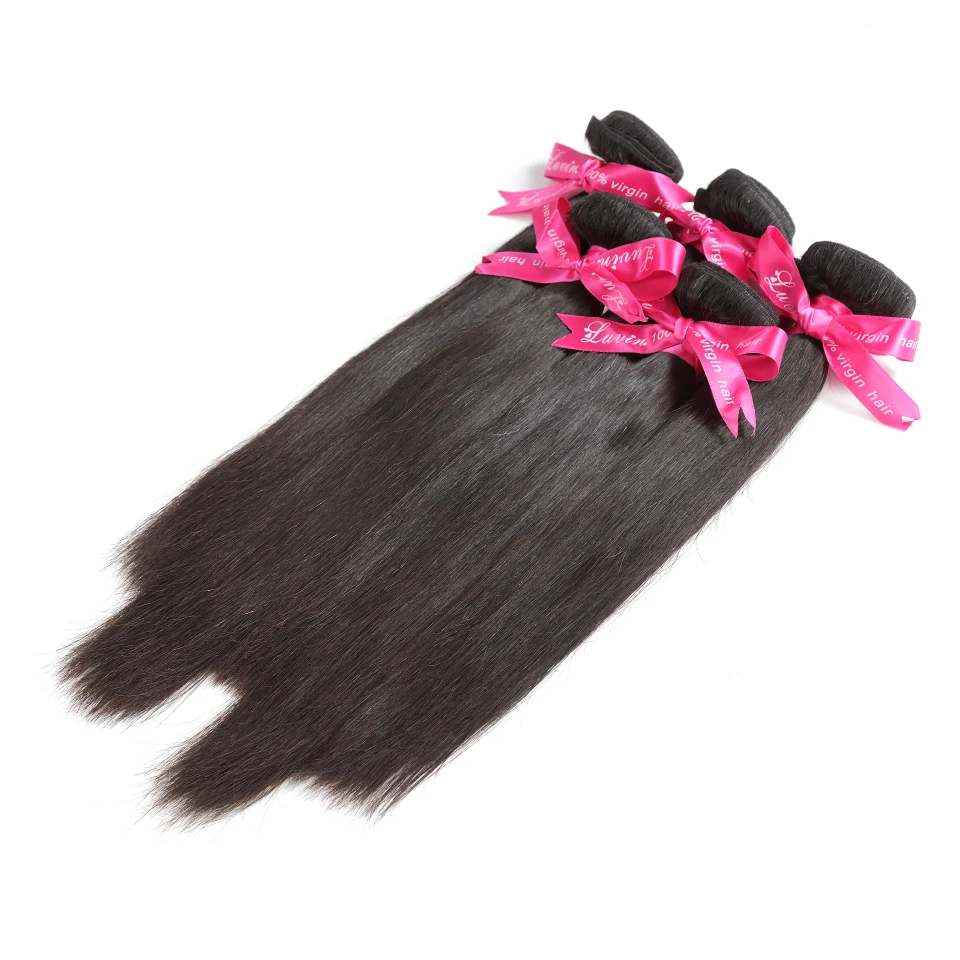 Luvin OneCut волосы прямые 8-40 30 28 дюймов бразильские волосы плетение 3 пряди необработанные девственные волосы натуральный цвет двойной нарисованный
