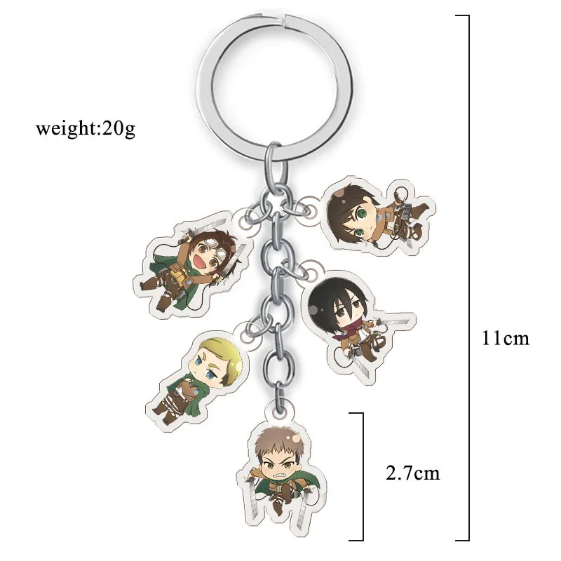 

Anime Attack on Titan Keychain Cartoon Figure Captain Allen Acrylic Pendant Keyring