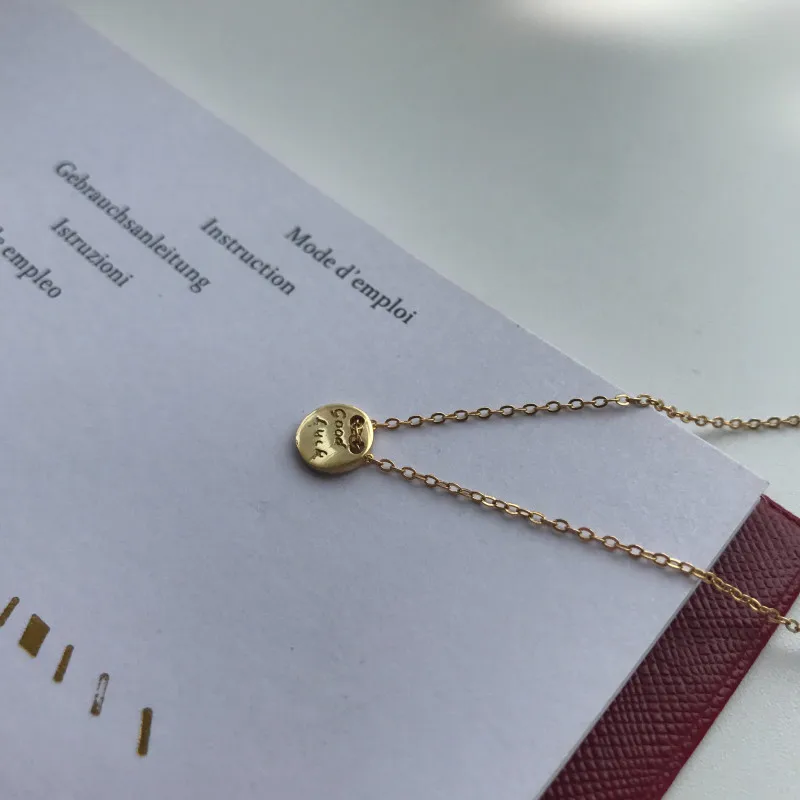 Louleur 925 пробы Серебряное ожерелье с надписью «Good Luck»,, Золотое маленькое круглое ожерелье для женщин, хорошее ювелирное изделие, подарки на день рождения