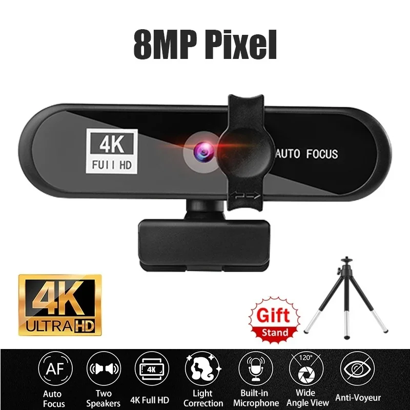 

New Ultra HD 4K Webcam With Microphone Stand For Laptop Desktop Video Calling Youtube Recording USB Full HD 1080P 2K Web Camera