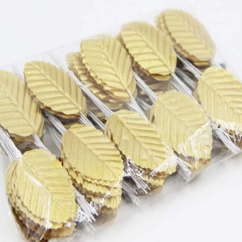 200/шт Имитация зеленого листа розы Лист поддельный цветок лист Шелковый золотой