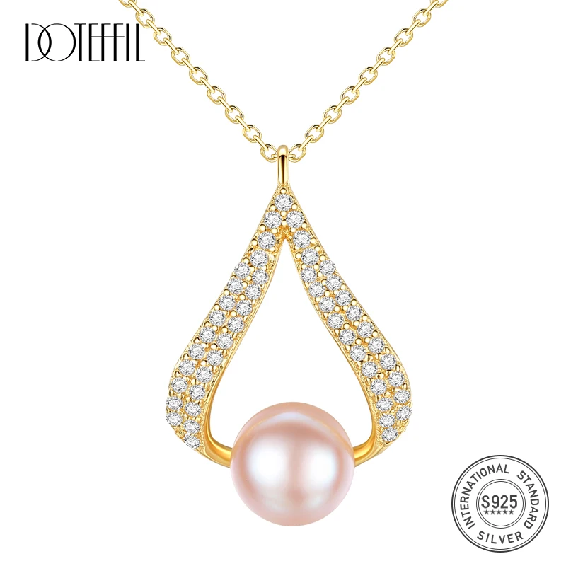 DOTEFFIL хит продаж жемчужное ожерелье 100% Серебро 925 пробы инкрустированное