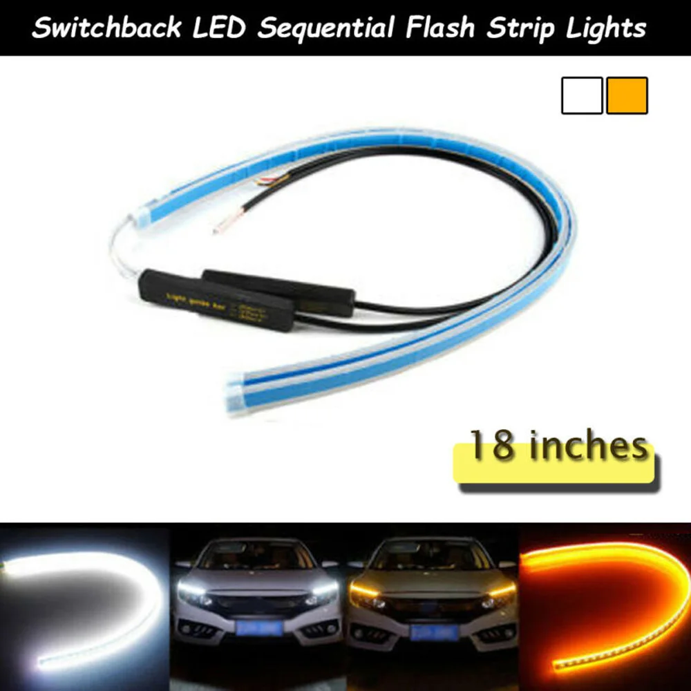 Поворотный сигнал DRL 2 шт. 45 см (18 дюймов) последовательные светодиодные ленты для