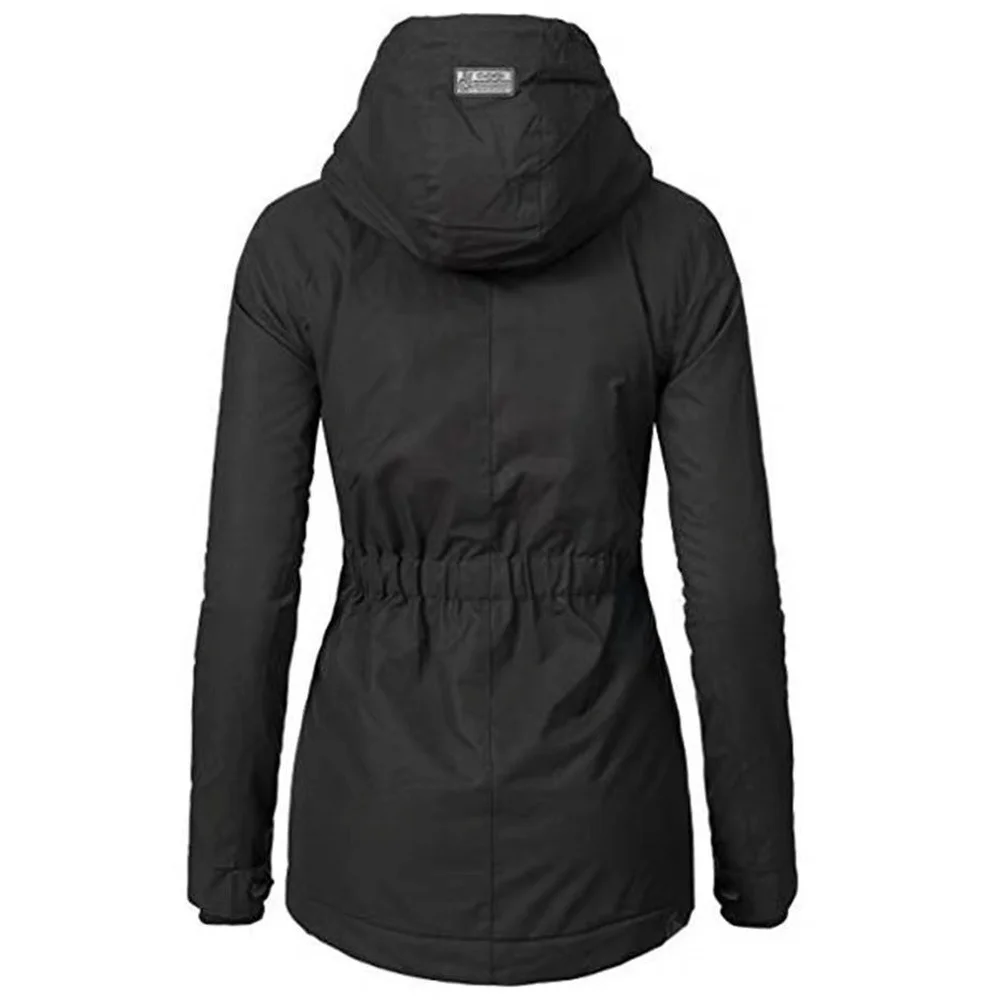 Zoulv Autumn/ Winter Classic Long Slim Hooded Fleece Jacket Warm Windproof Padded Cotton Jacket Ladies Jacket Down Jacket Coat