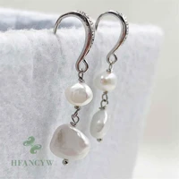 11 12mm natural baroque freshwater pearl earrings irregular wedding party real accessories light earbob