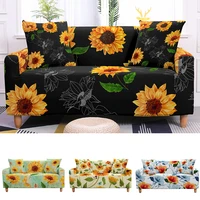 3d digital sunflowers stretch sofa cover for living room elastic 23 seaters couch cover bezug slip cover office decoration