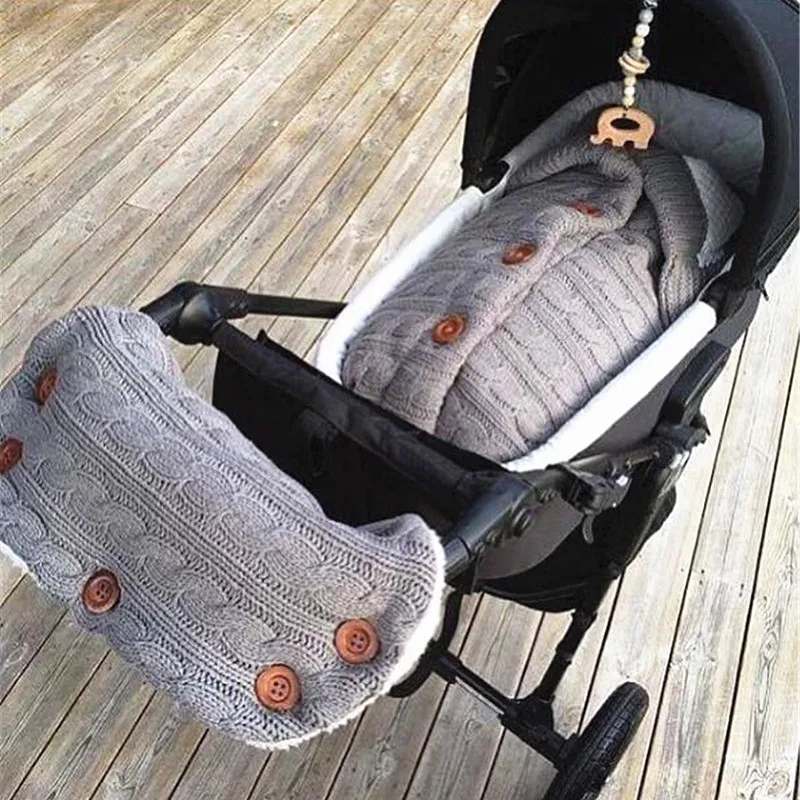 

2PC Baby Sleeping Bag with Handlebar Warm Newborn Cocoon Extract Envelope for Newborns Baby Pram Swaddle Winter Knitted Stroller Kids Spiworek