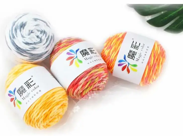 Rainbow Color Hand-woven Cotton Yarn Soft Crochet Thick For Hand Knitting Warm Sweater Sofa Cushion Scarf DIY | Дом и сад