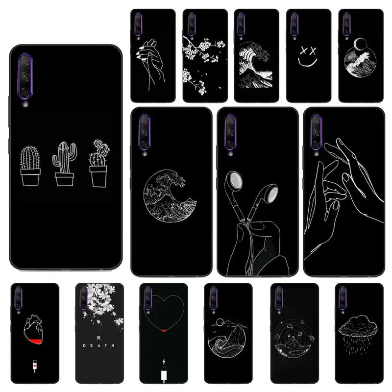 YNDFCNB white lines pattern hands cherry wave Phone Case for Huawei Y5 II Y6 II Y5 Y6 Y7 Prime Y7Plus Y9 2018 2019