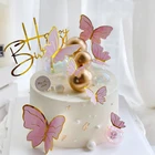 Украшение для торта на день рождения, картонная доска для детского праздника, ручная роспись, розовая, фиолетовая бабочка, украшение для торта, вечеринка