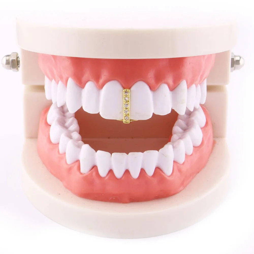 

1 Pc Gold Silver Color Grillz Tooth Cap Crystal Stick Shape Top Teeth Case Rock Hip Hop Teeth Cover Grills Braces Teeth Decor