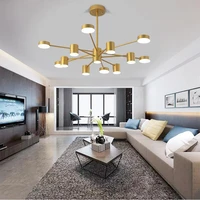 modern black gold changeable led multi head chandelier for bedroom dining living room hall loft nordic indoor art decor lighting
