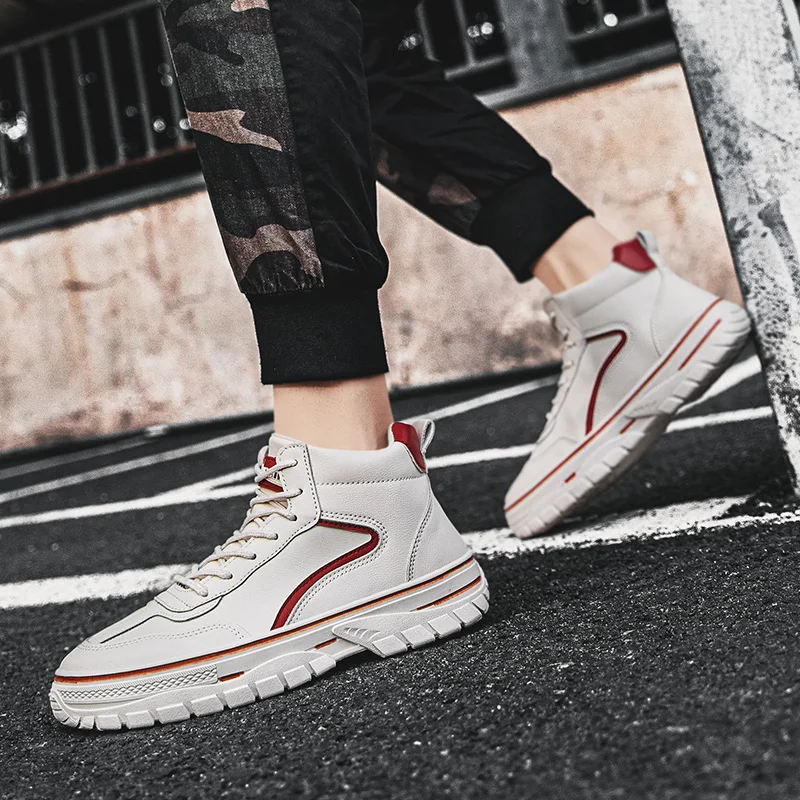 

Men's Boots Mens Boots Casual Boty Vintage Men Sapato De Couro Masculino Platform High Top Shoes Work MEN ANKLE BOOTS Cowboy