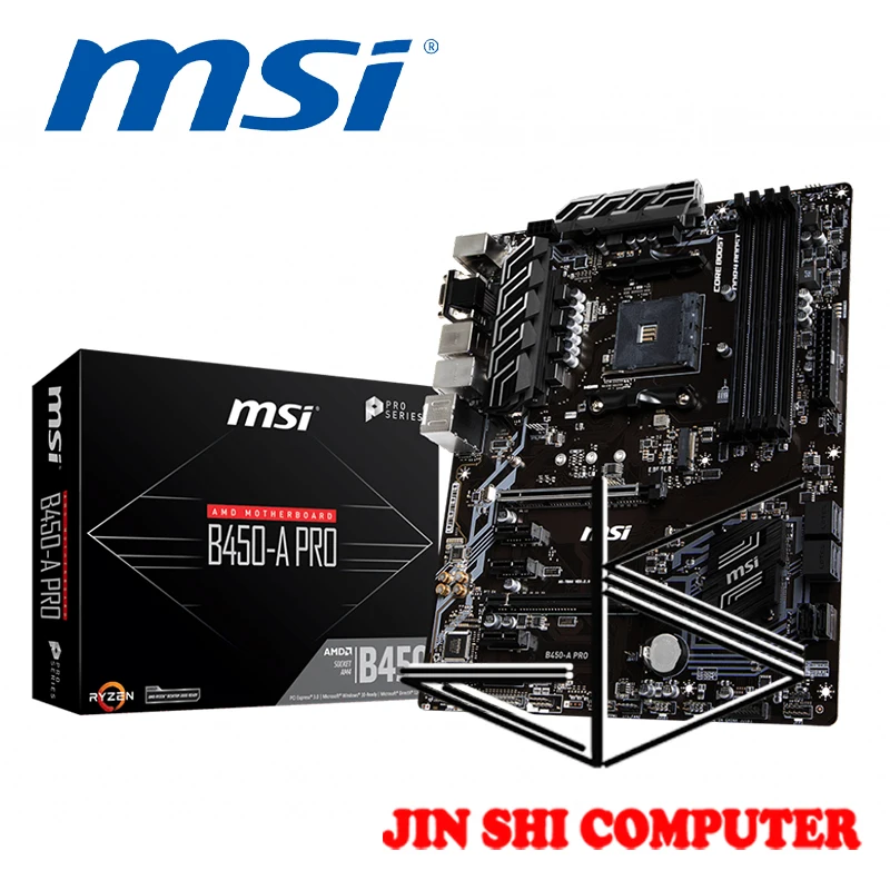 

Новый MSI B450 A-PRO гнездо AM4 поддерживает DDR4-3466 +(OC) и разъемом для карт памяти 2,0 PS/2 DVI-D & VGA HDMI, VGA и USB 3,1 Gen1 USB 3,1 (Gen2)