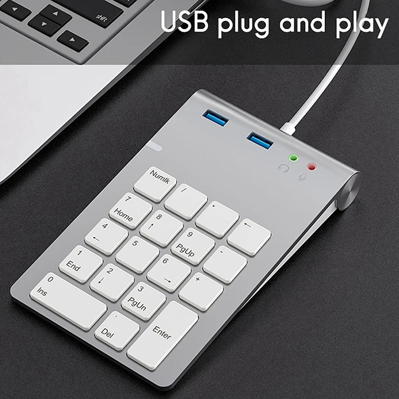 USB цифровая клавиатура с 3 5 + мм аудиоинтерфейсный концентратор