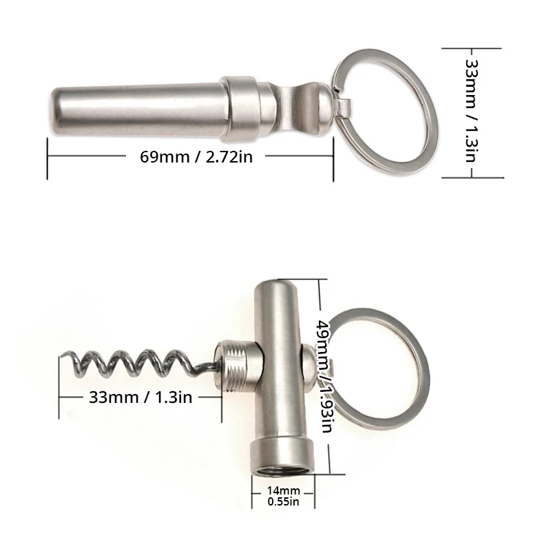 

Alloy Bottle3 In 1 Zinc Opener Mini Multifunctional Outdoor Portable Wood Corkscrew Keychain Wine Beer Can Opener Kitchen Tools