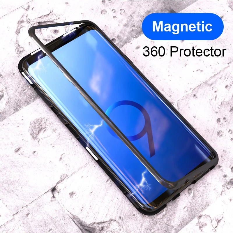 360 Magnetic Glass Metal Case for Samsung Galaxy Note 10 Pro S10 Plus S9 S8 S10plus Lite 9 Magnet Flip Tempered Cover |