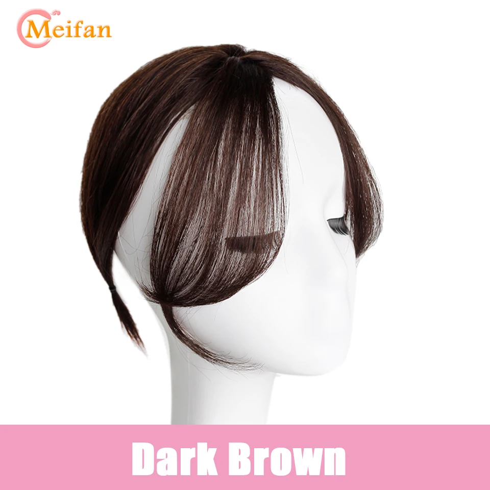 

MEIFAN Synthetic Fake Fringe Bang Closure Hair Clip in Front Neat Bang Extensions Natural Invisible False Bangs Cover White Hair