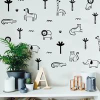 safari jungle animal palm tree wall sticker tropical elephant tiger monkey wall decal bedroom kids room vinyl decor