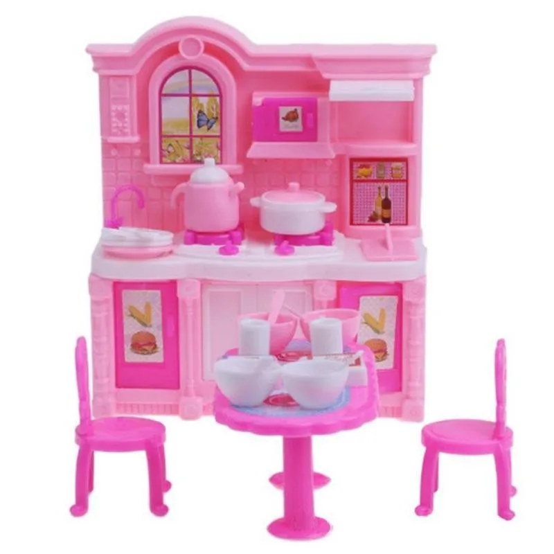 

Kitchen Furniture Accessories For Dolls Dinnerware Cabinet Kids Toy Girl Gift 1set Mini Kitchen Supplies