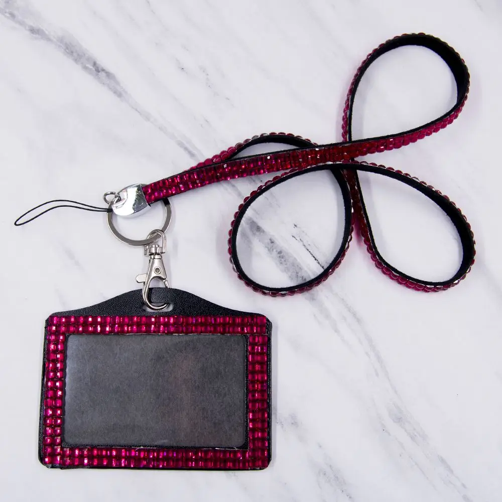 

1pc Diamond Name Tag Holder Neck Strap with Lanyard ID Badge Holder Staff ID Card Bus Holders Kawaii Stationary Card Holder