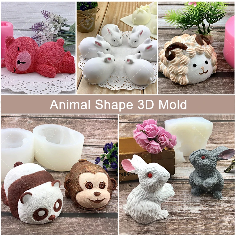 Много видов животных Собака Панда Обезьяна Кролик 3D мусс силиконовая форма для помадки торт украшения из выпечки конфеты шоколадные Инструменты гипсовая глина