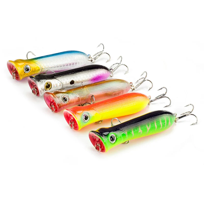 

HENG JIA Popper Wobbler Fishing Lure With 6# Hooks 8Cm11G Floating Crankbait Artificial Bait Poper Pesca Carp Pike-5Pcs