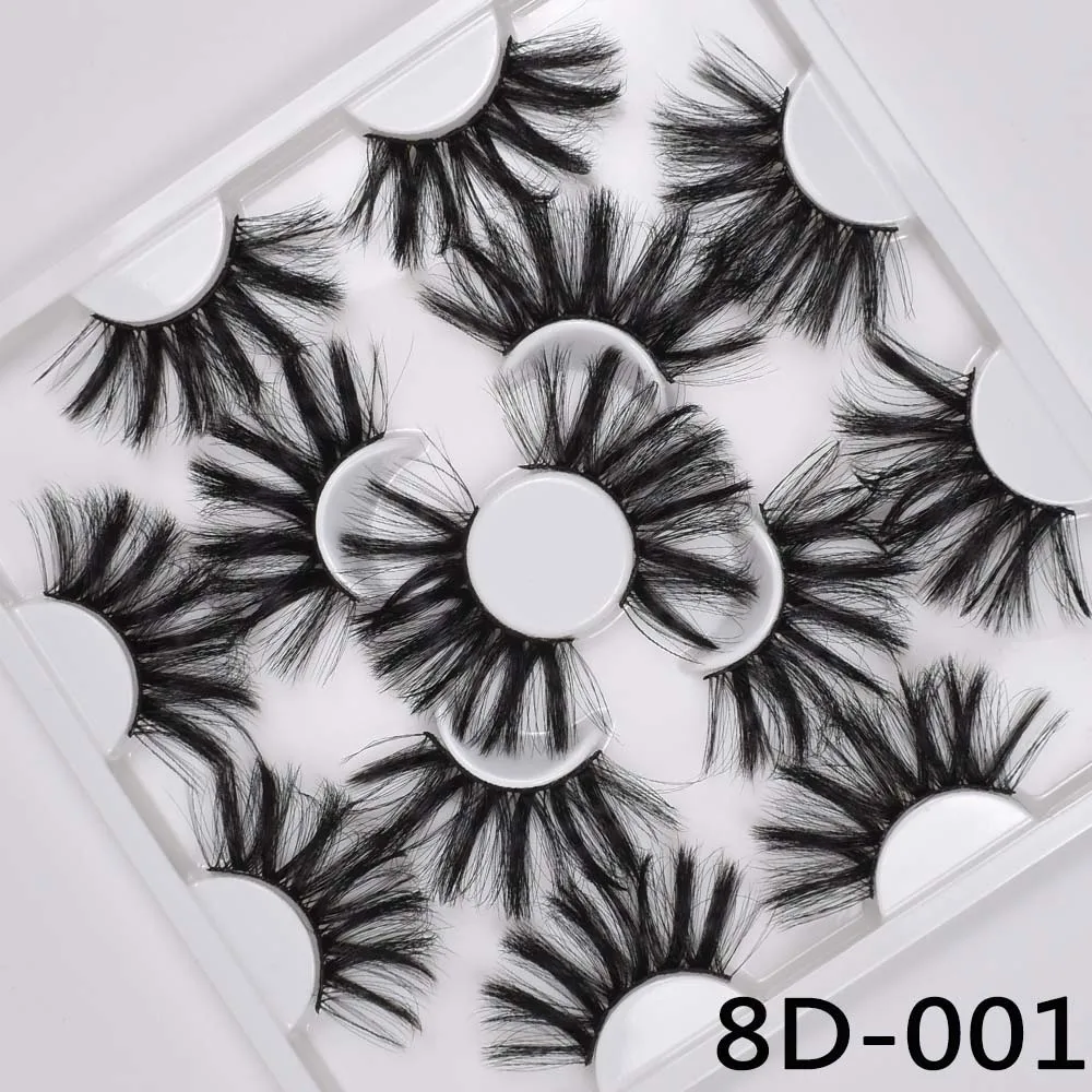 

New 7 Pairs Natrual Fake Eyelash Lashes Mink Fluffy faux cils Soft Classic Fiber Cross Reusable Curl up Makeup Tools
