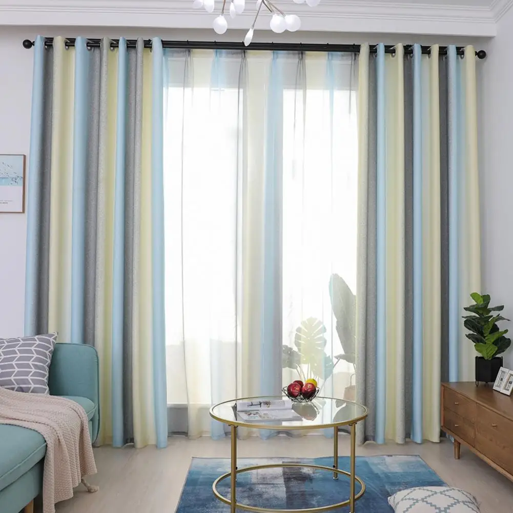 Multipurpose Helpful Semi Shading Gradient Curtain Polyester Window Drapes Washable for Dinning Room | Дом и сад