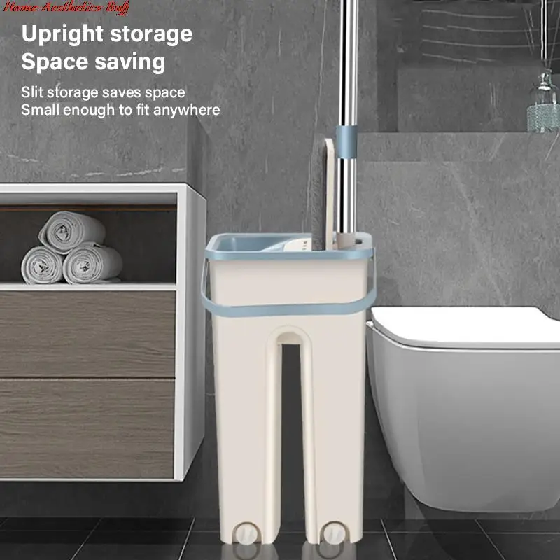 

Швабра с ведром, вращающаяся плоская Швабра из микрофибры, с бесплатной ручкой, сменные накладки, инструмент для уборки дома