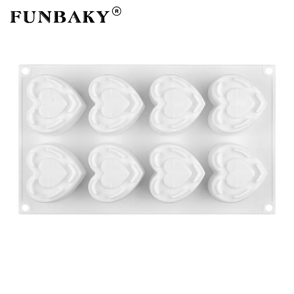 Силиконовая форма FUNBAKY 3d в форме сердца случайного цвета для украшения торта